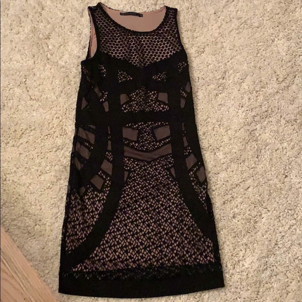 Zara Black Lace Crochet Dress Xs